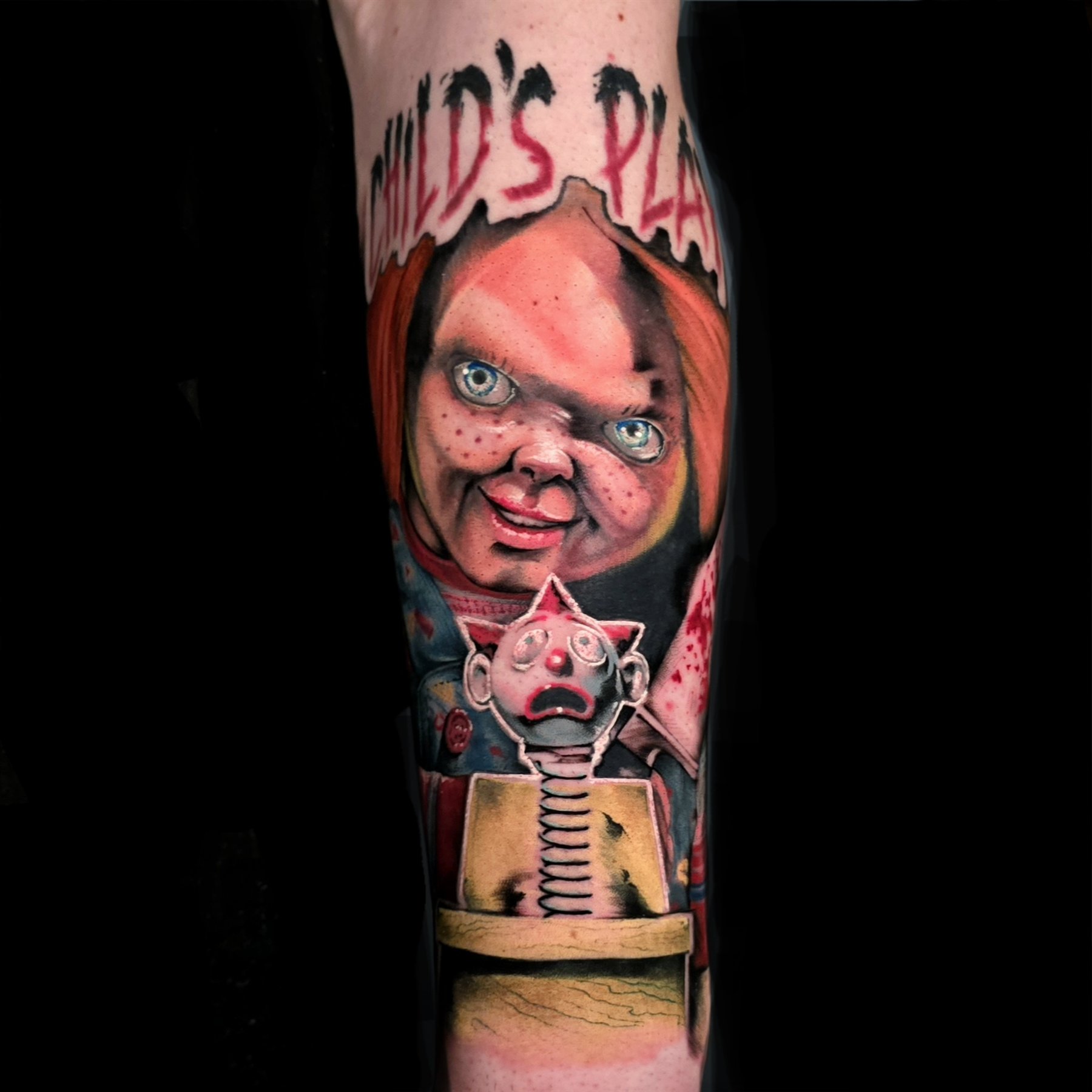 Full color Chucky horror tattoo by Billy Smith