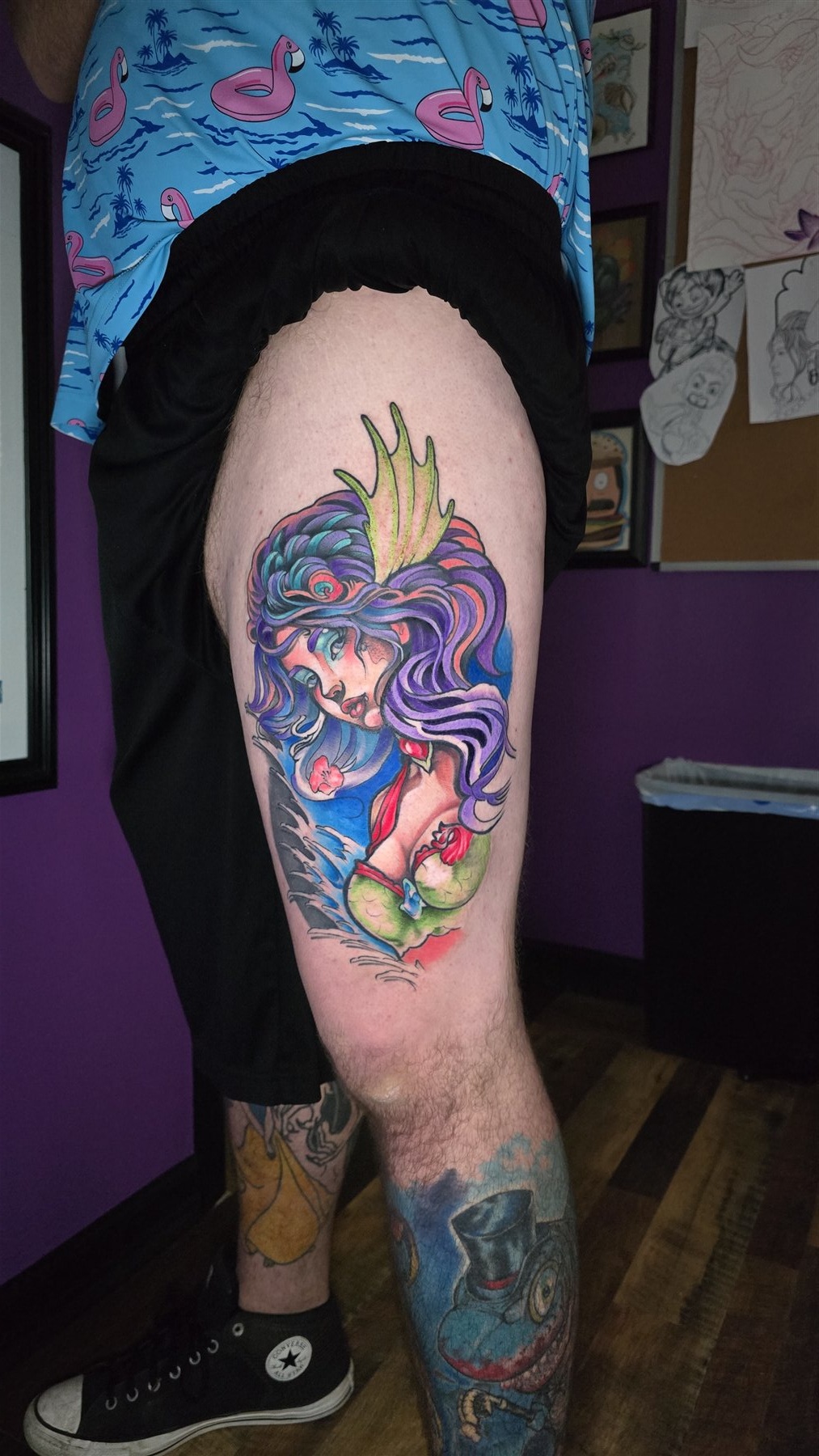 Vivid full color mermaid tattoo by Billy Smith